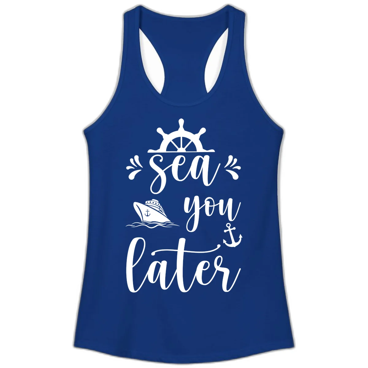 Sea You On The Sails Ladies Tank Top in Solid Royal