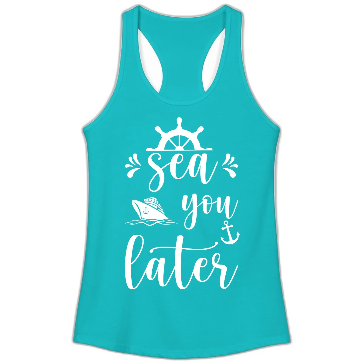 Sea You On The Sails Ladies Tank Top in Tahiti Blue
