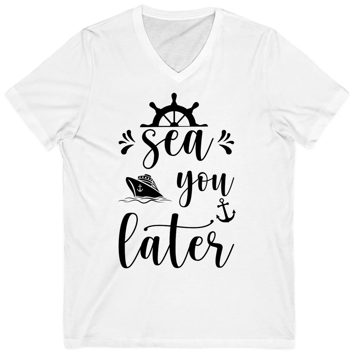 Sea You On The Sails V-Neck T-Shirt in White
