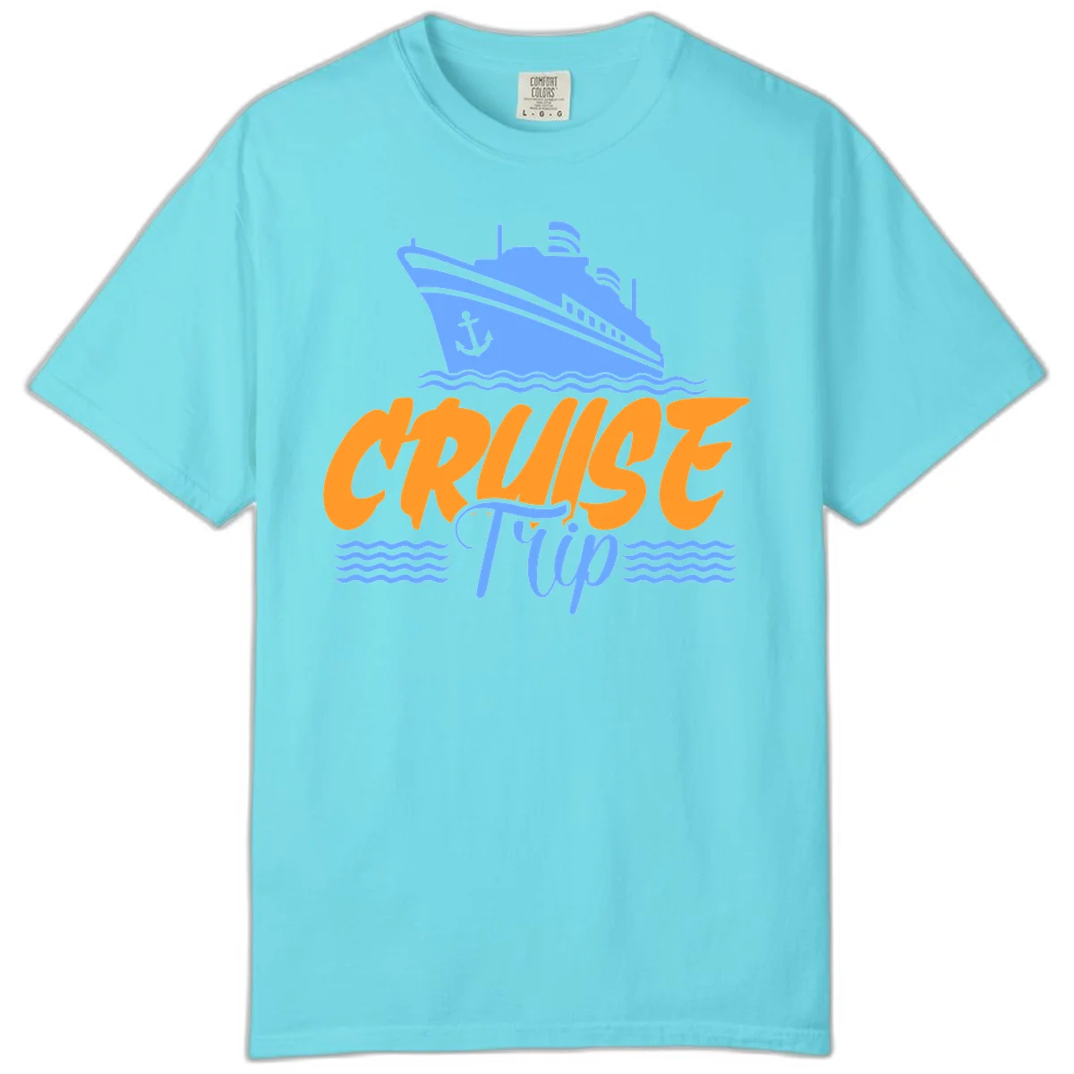Cruise Trip Ship Anchor Waves Comfort Color in Lagoon Blue