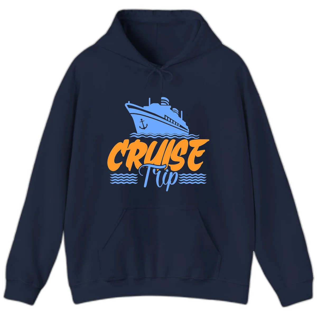 Cruise Trip Ship Anchor Waves Hoodie in Navy