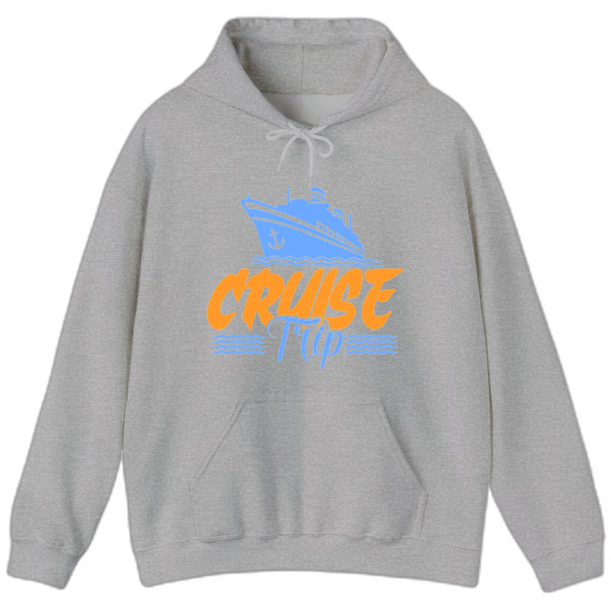 Cruise Trip Ship Anchor Waves Hoodie in Sport Grey