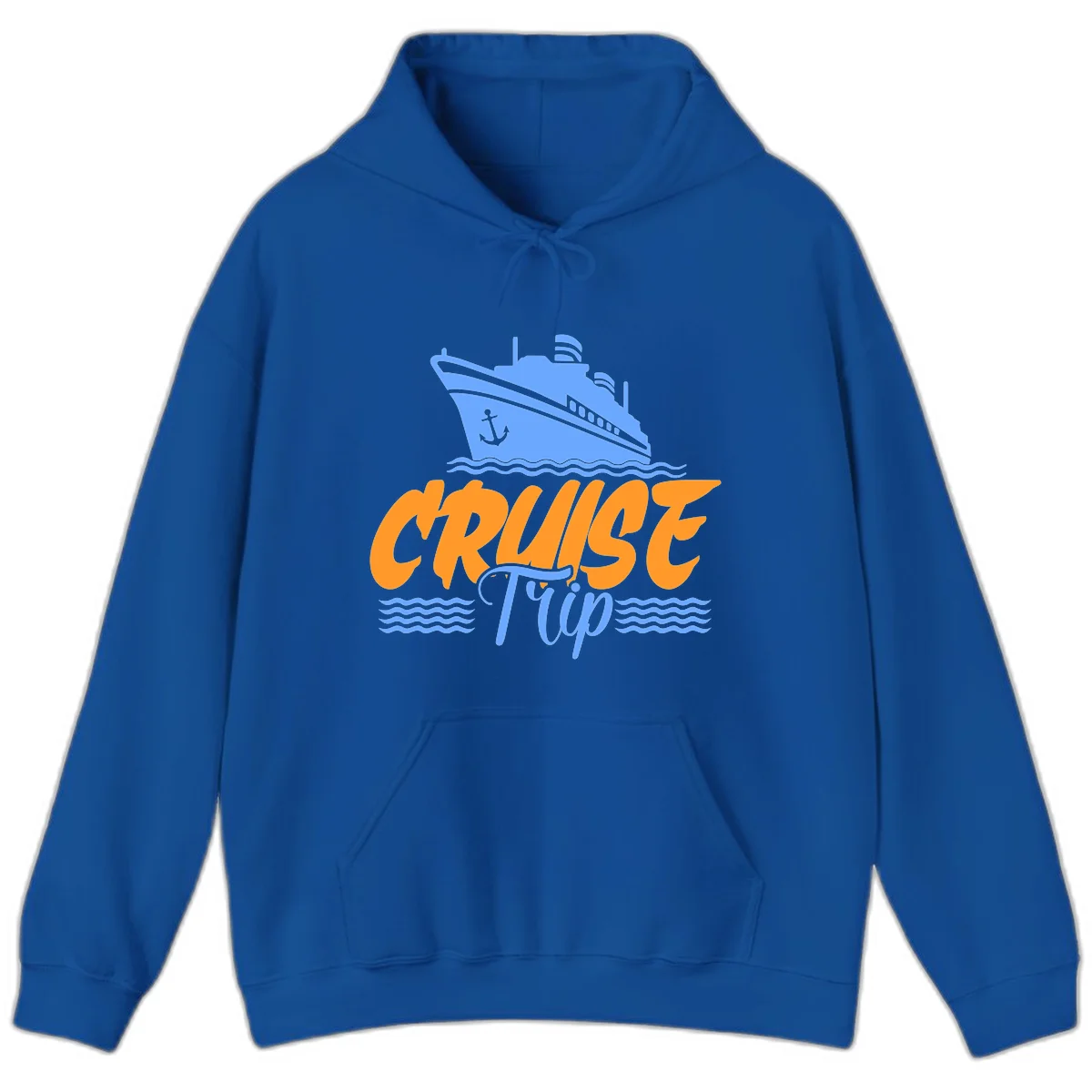 Cruise Trip Ship Anchor Waves Hoodie in Royal