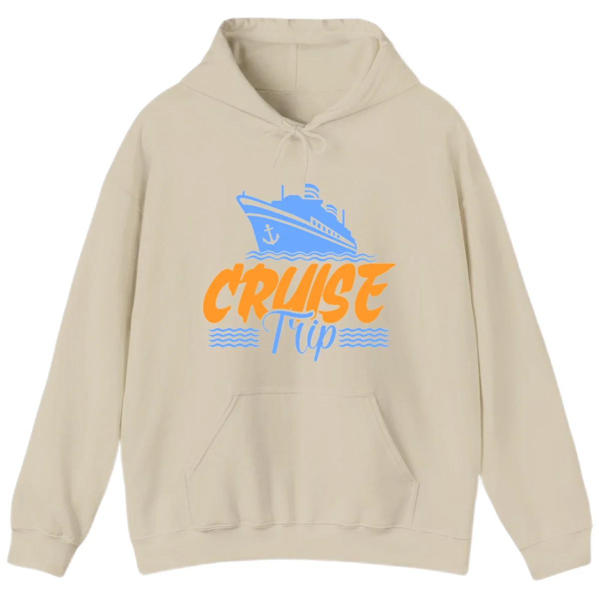 Cruise Trip Ship Anchor Waves Hoodie in Sand