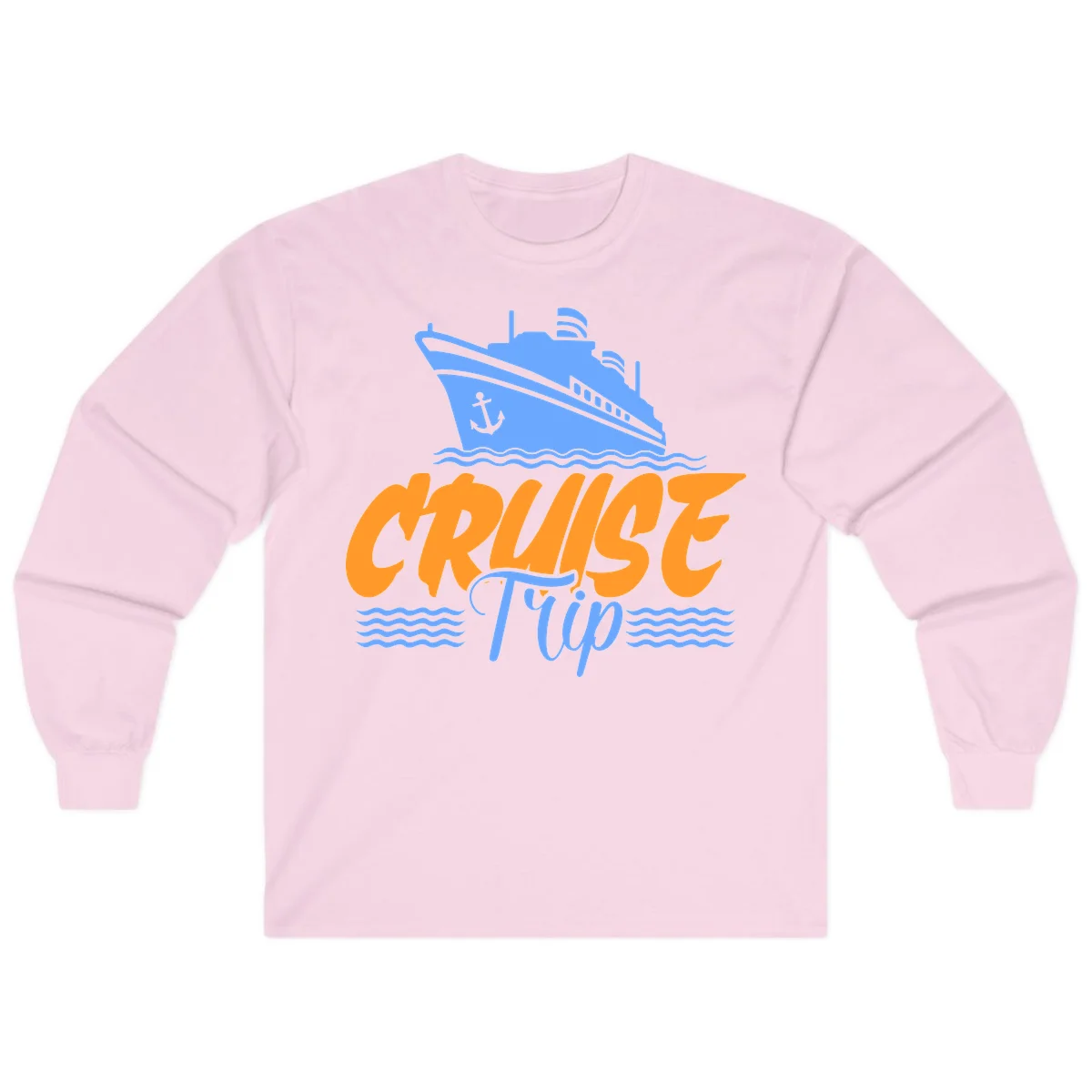 Cruise Trip Ship Anchor Waves Long Sleeve in Light Pink