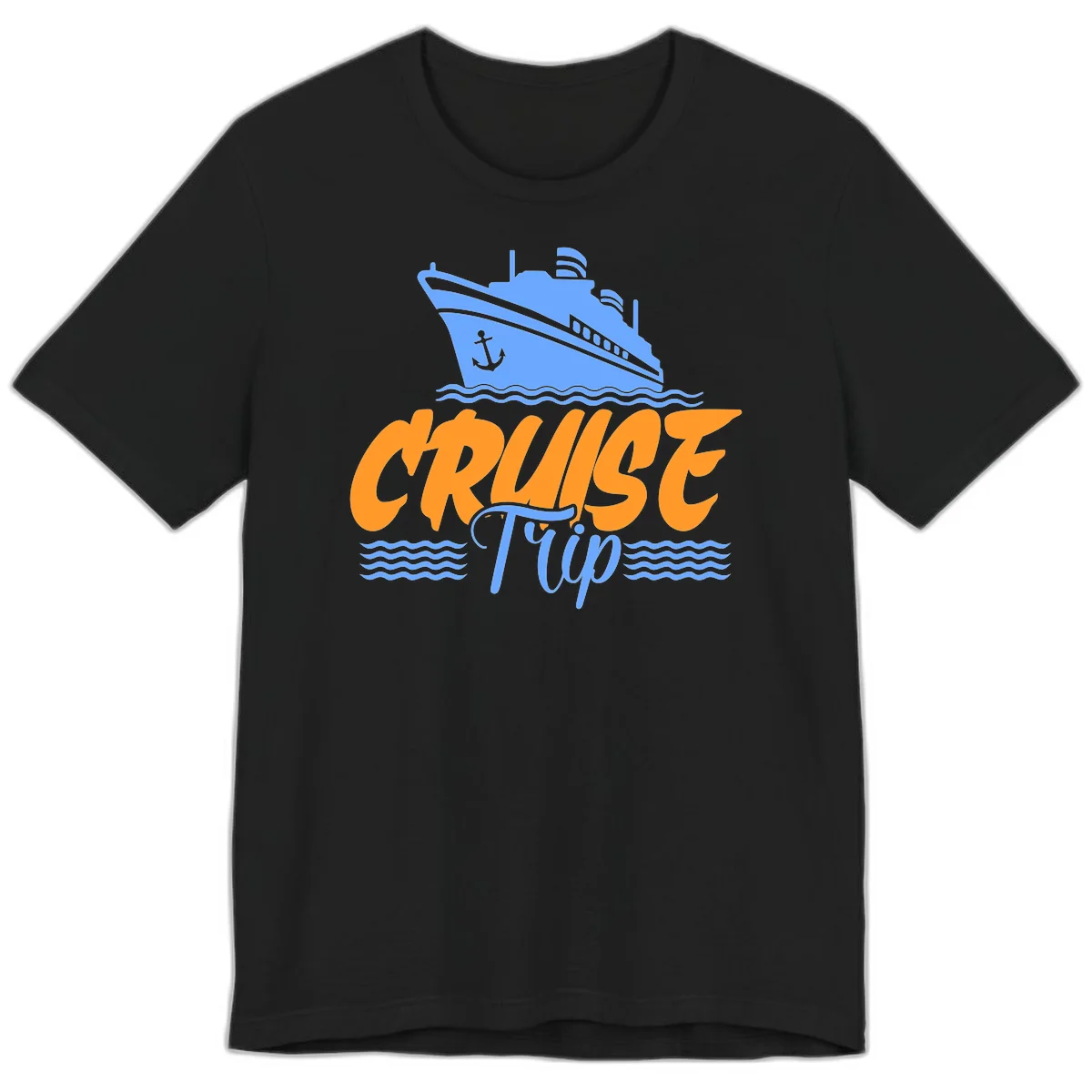 Cruise Trip Ship Anchor Waves Premium T-Shirt in Black