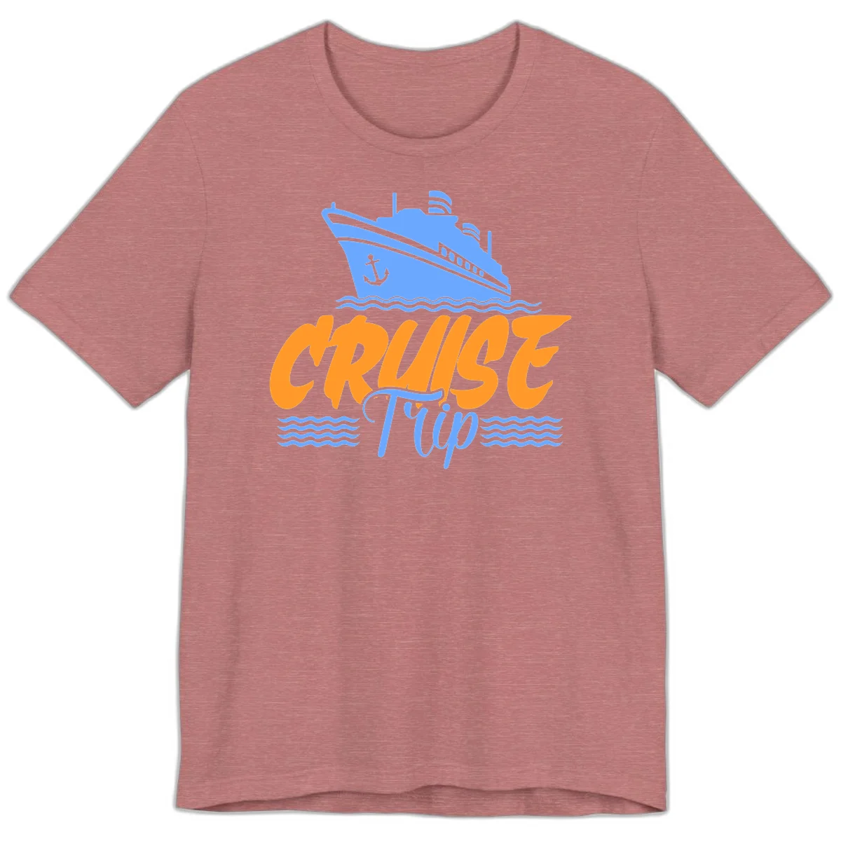 Cruise Trip Ship Anchor Waves Premium T-Shirt in Heather Mauve