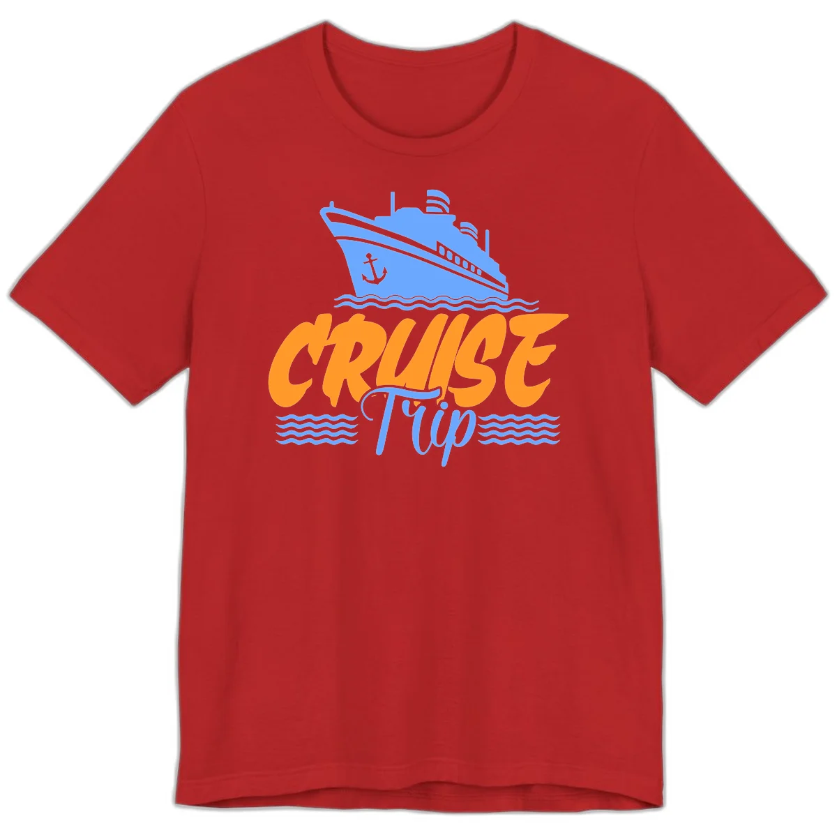 Cruise Trip Ship Anchor Waves Premium T-Shirt in Red