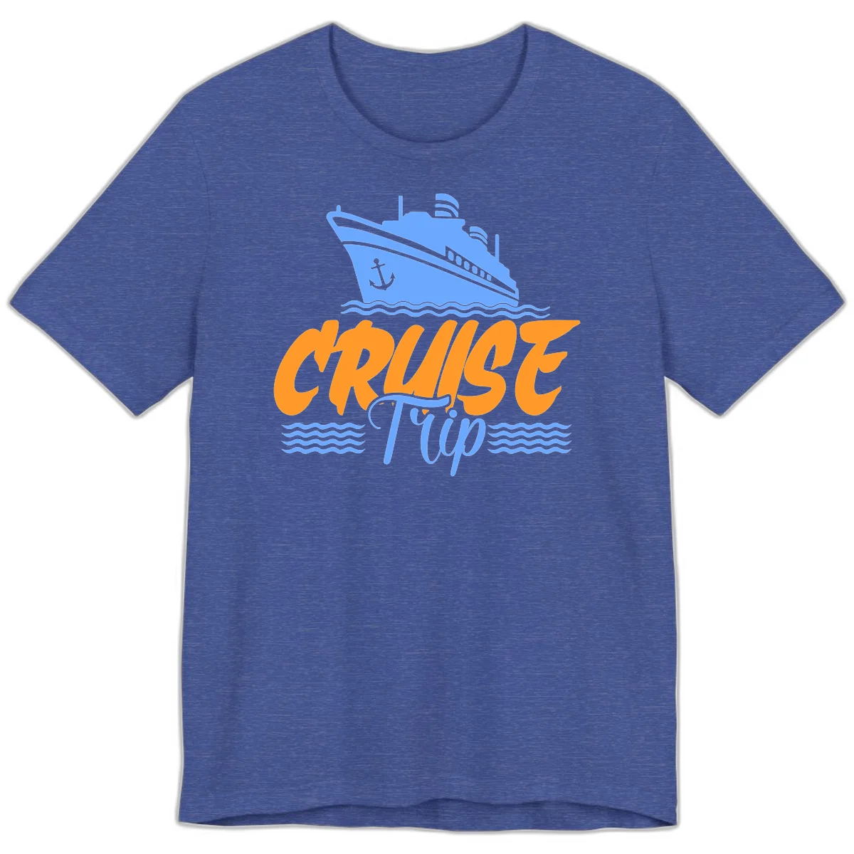 Cruise Trip Ship Anchor Waves Premium T-Shirt in Heather True Royal