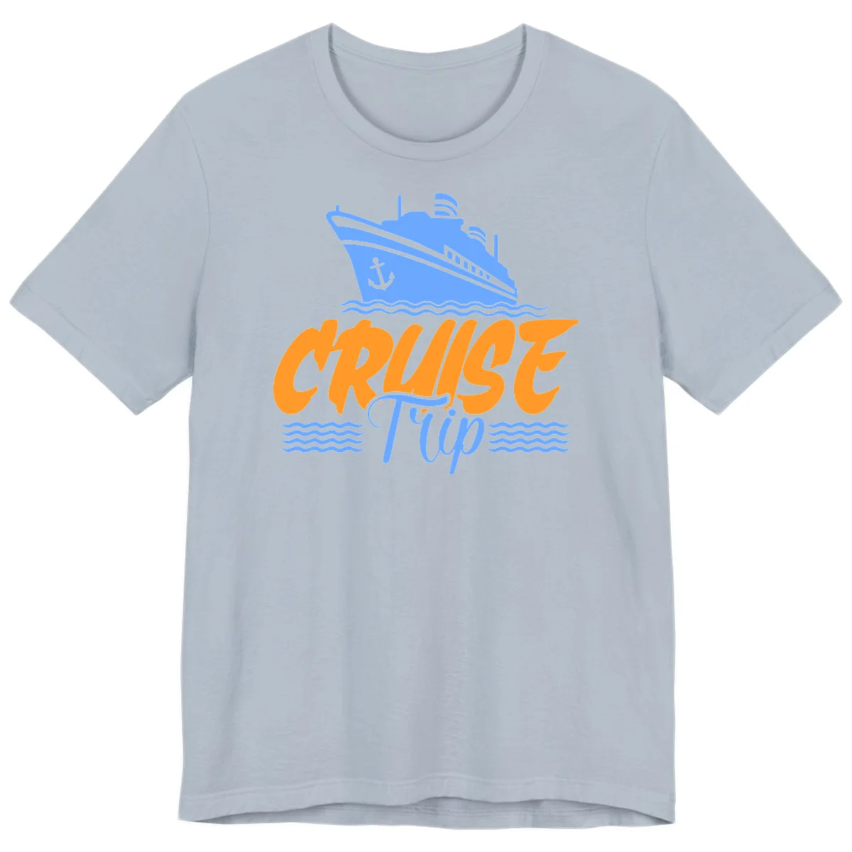 Cruise Trip Ship Anchor Waves Premium T-Shirt in Light Blue
