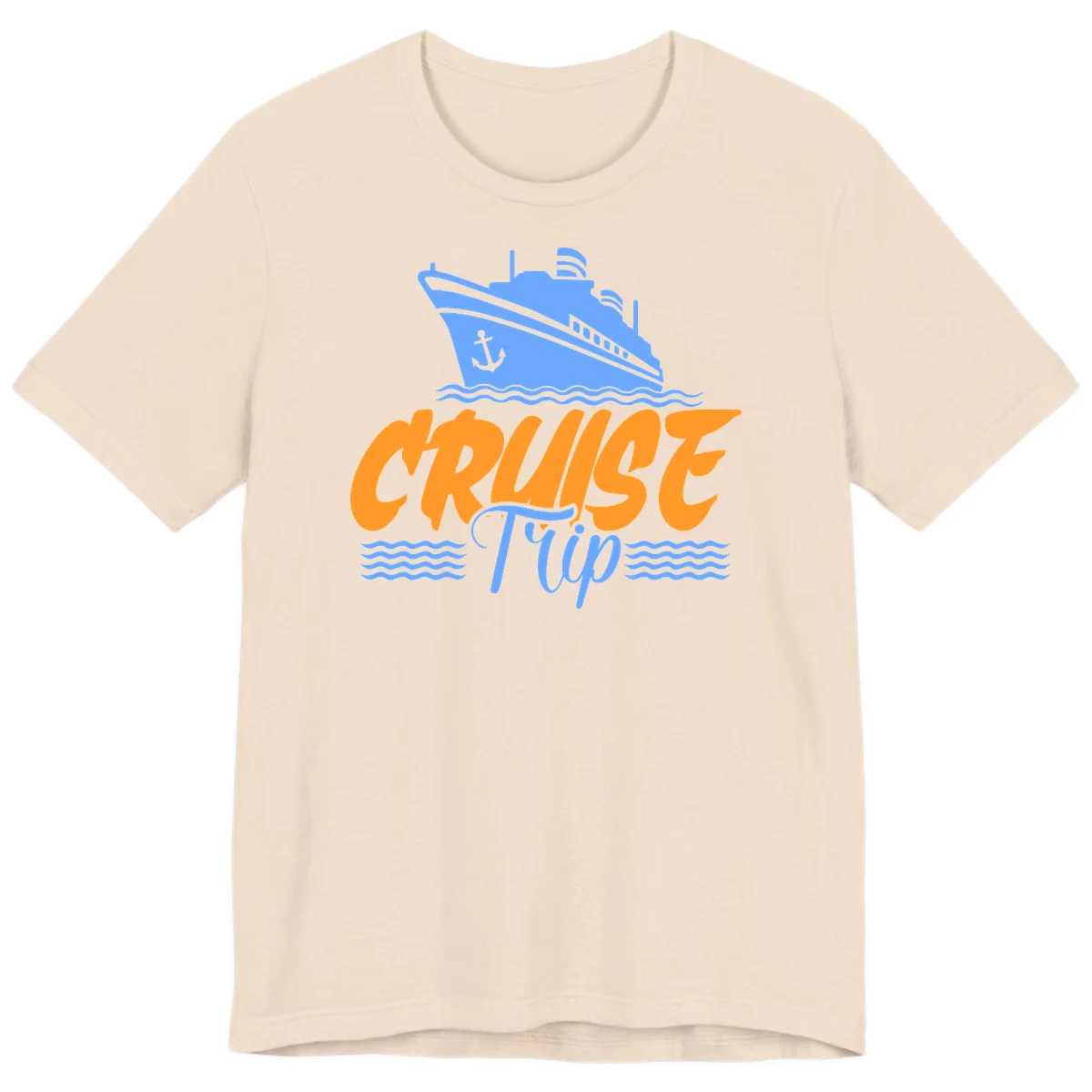 Cruise Trip Ship Anchor Waves Premium T-Shirt in Soft Cream