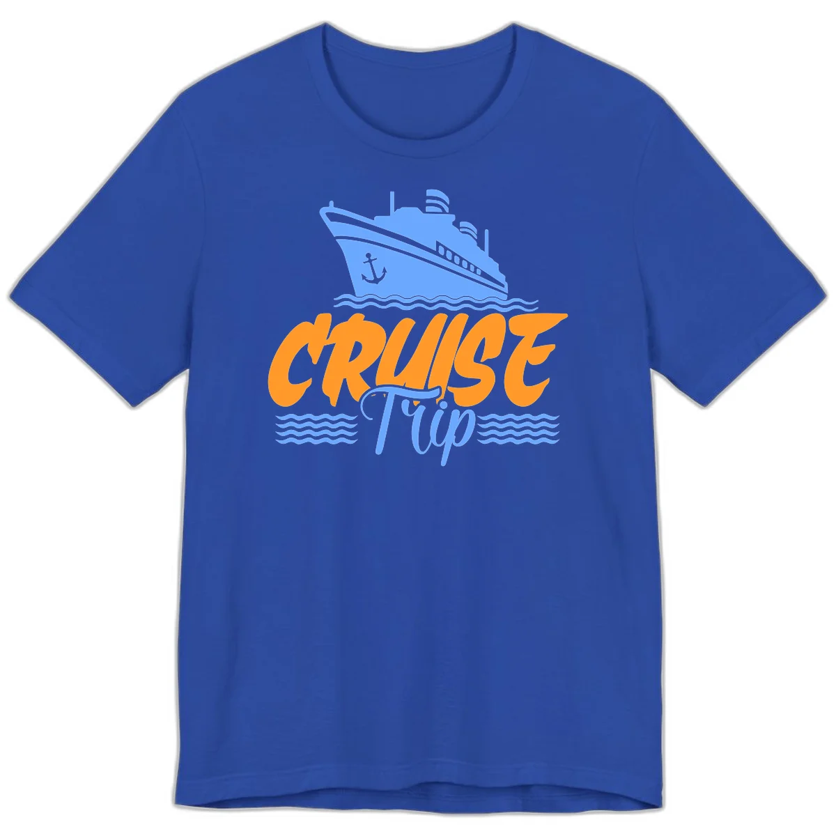 Cruise Trip Ship Anchor Waves Premium T-Shirt in True Royal