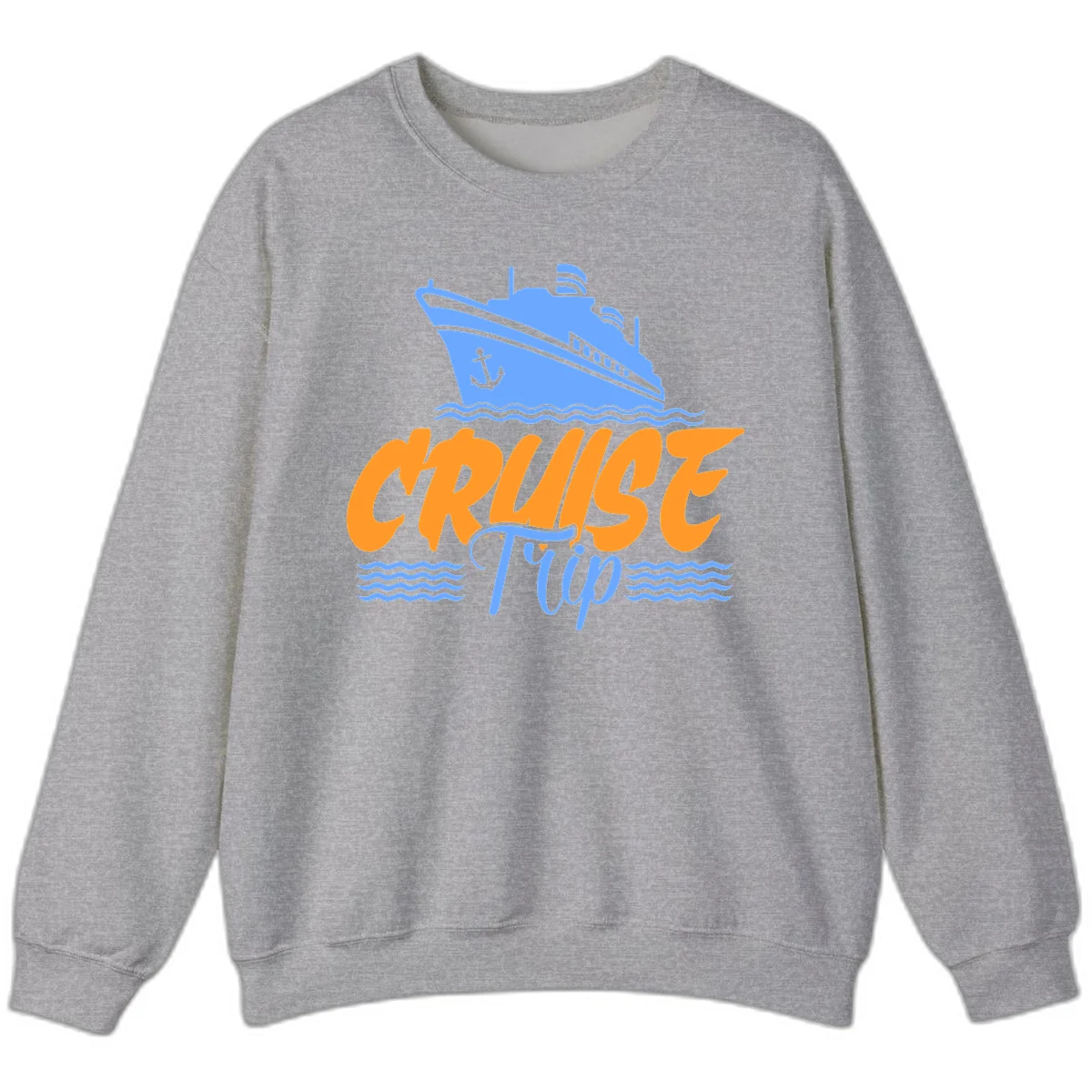 Cruise Trip Ship Anchor Waves Sweatshirt in Sport Grey