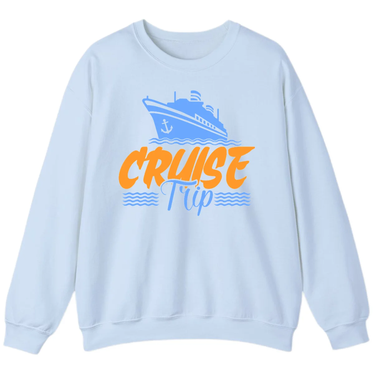 Cruise Trip Ship Anchor Waves Sweatshirt in Light Blue