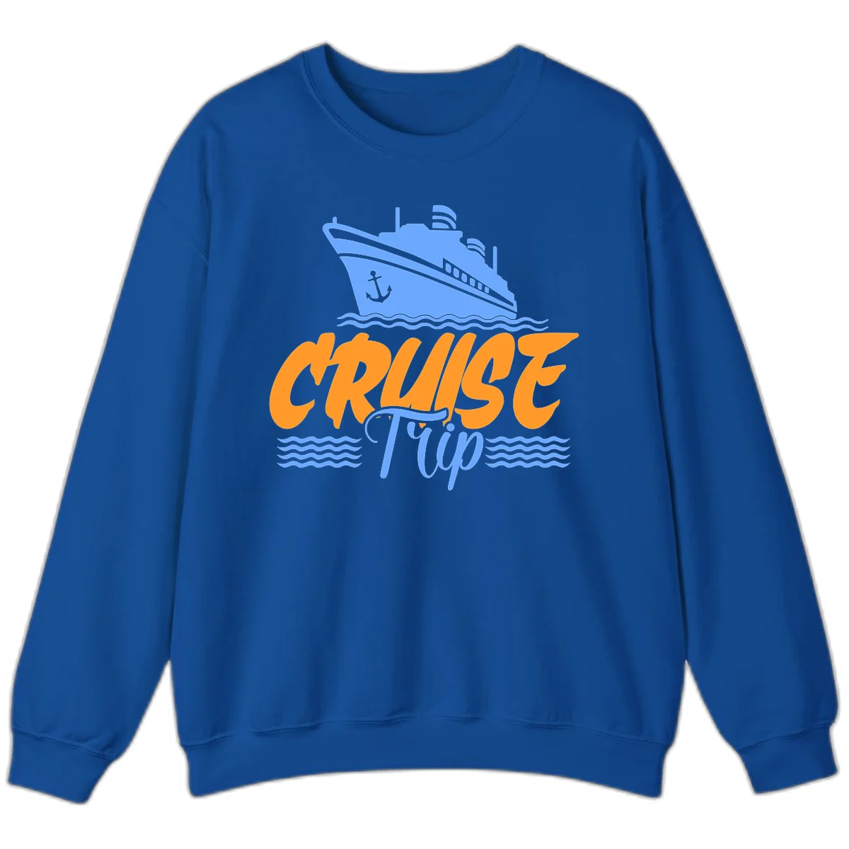 Cruise Trip Ship Anchor Waves Sweatshirt in Royal