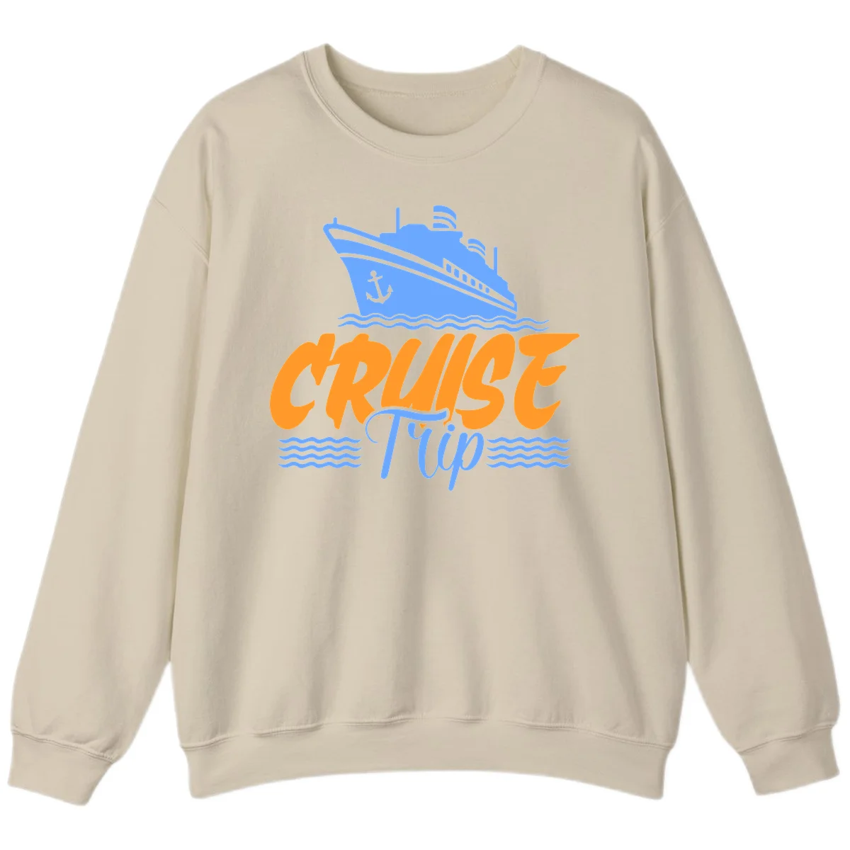 Cruise Trip Ship Anchor Waves Sweatshirt in Sand