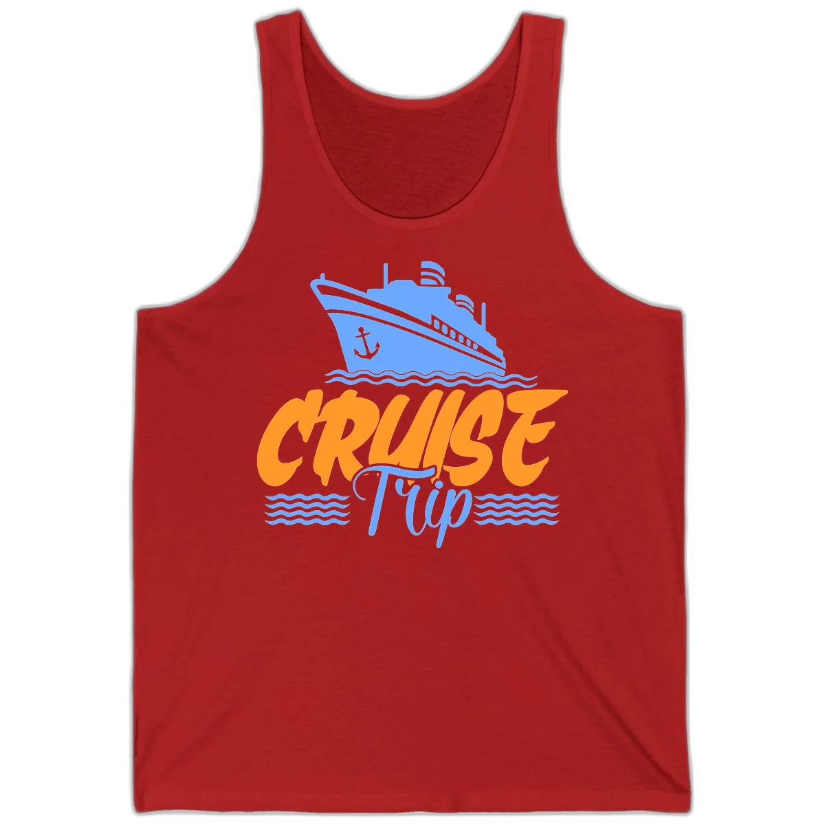 Cruise Trip Ship Anchor Waves Tank in Red