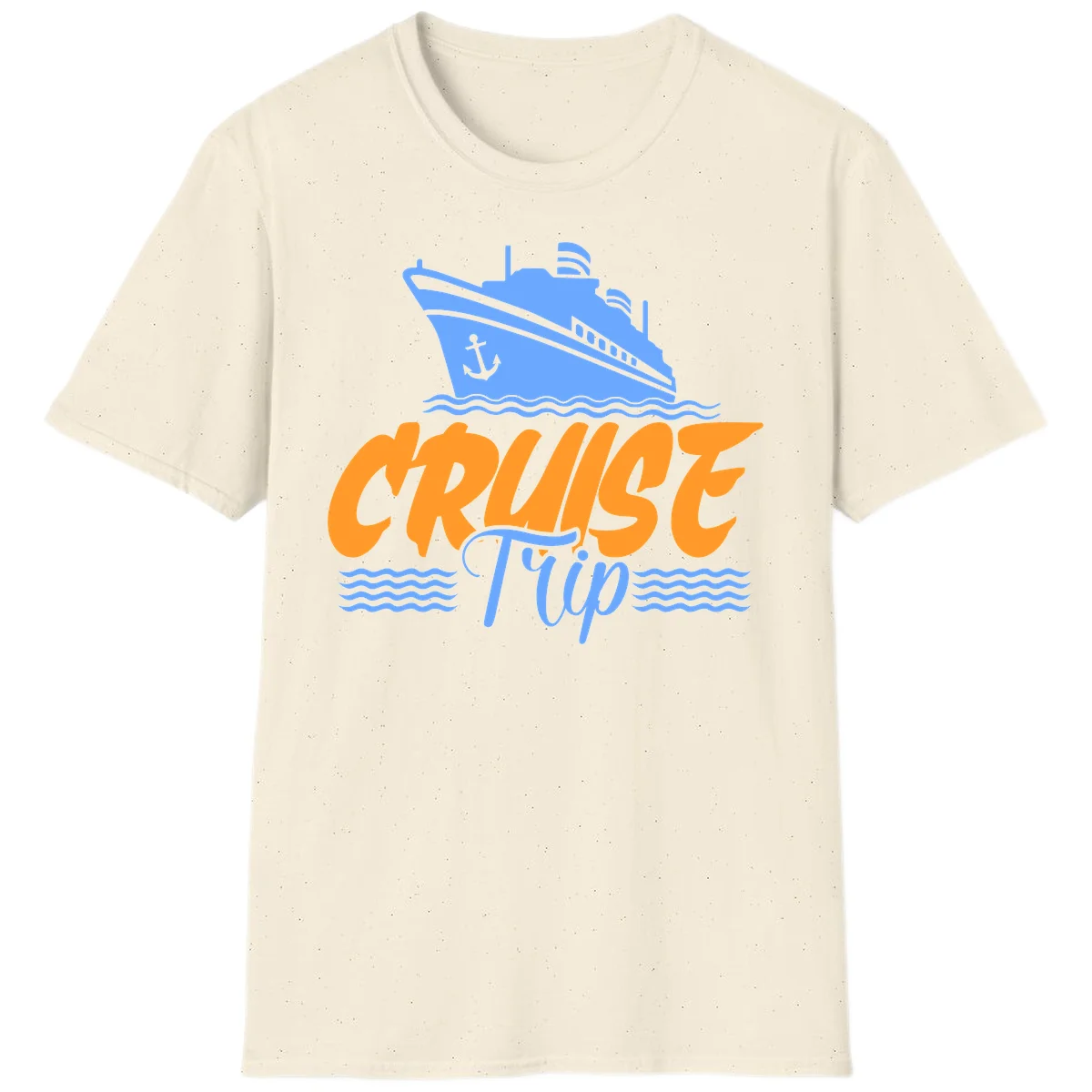 Cruise Trip Ship Anchor Waves T-Shirt in Natural