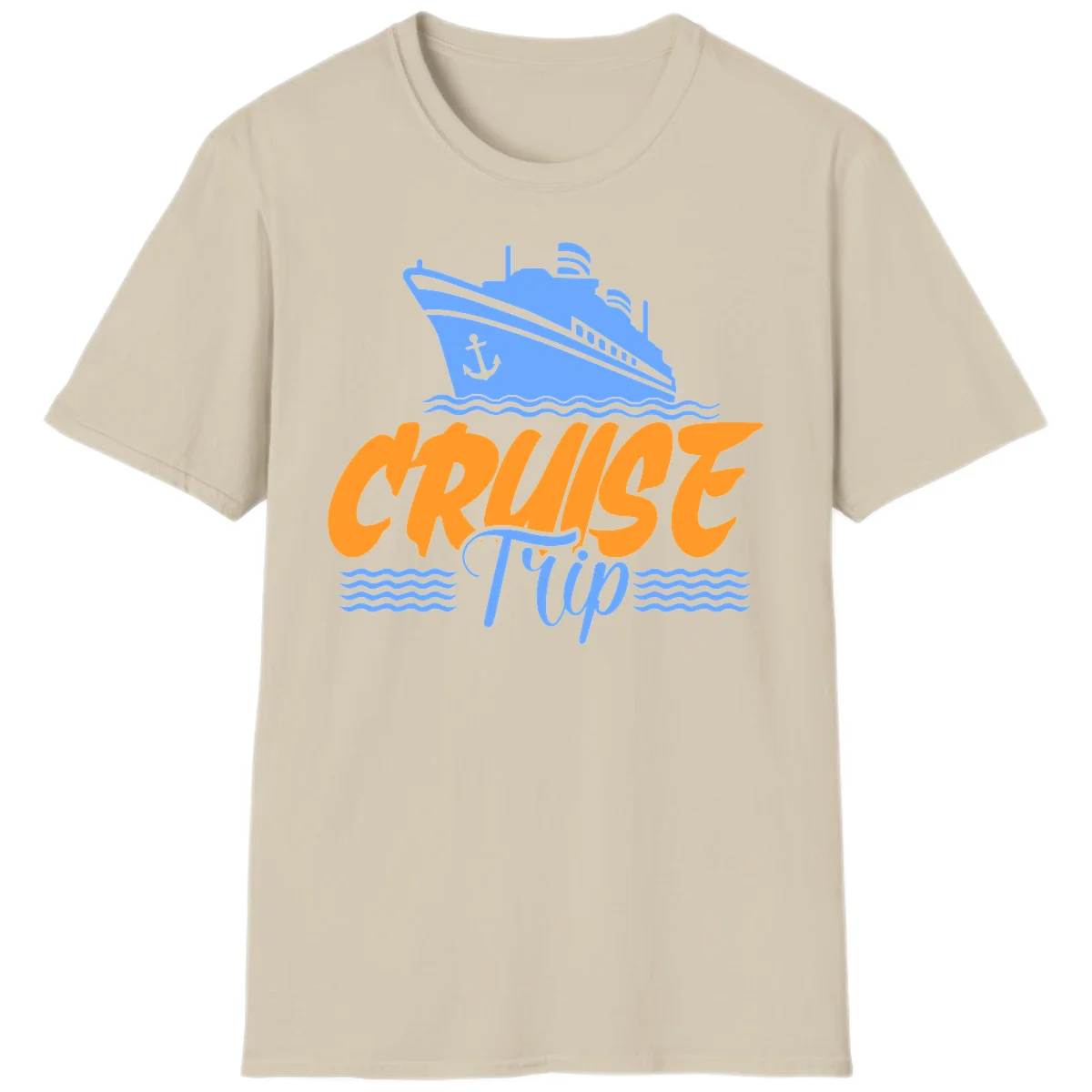 Cruise Trip Ship Anchor Waves T-Shirt in Sand