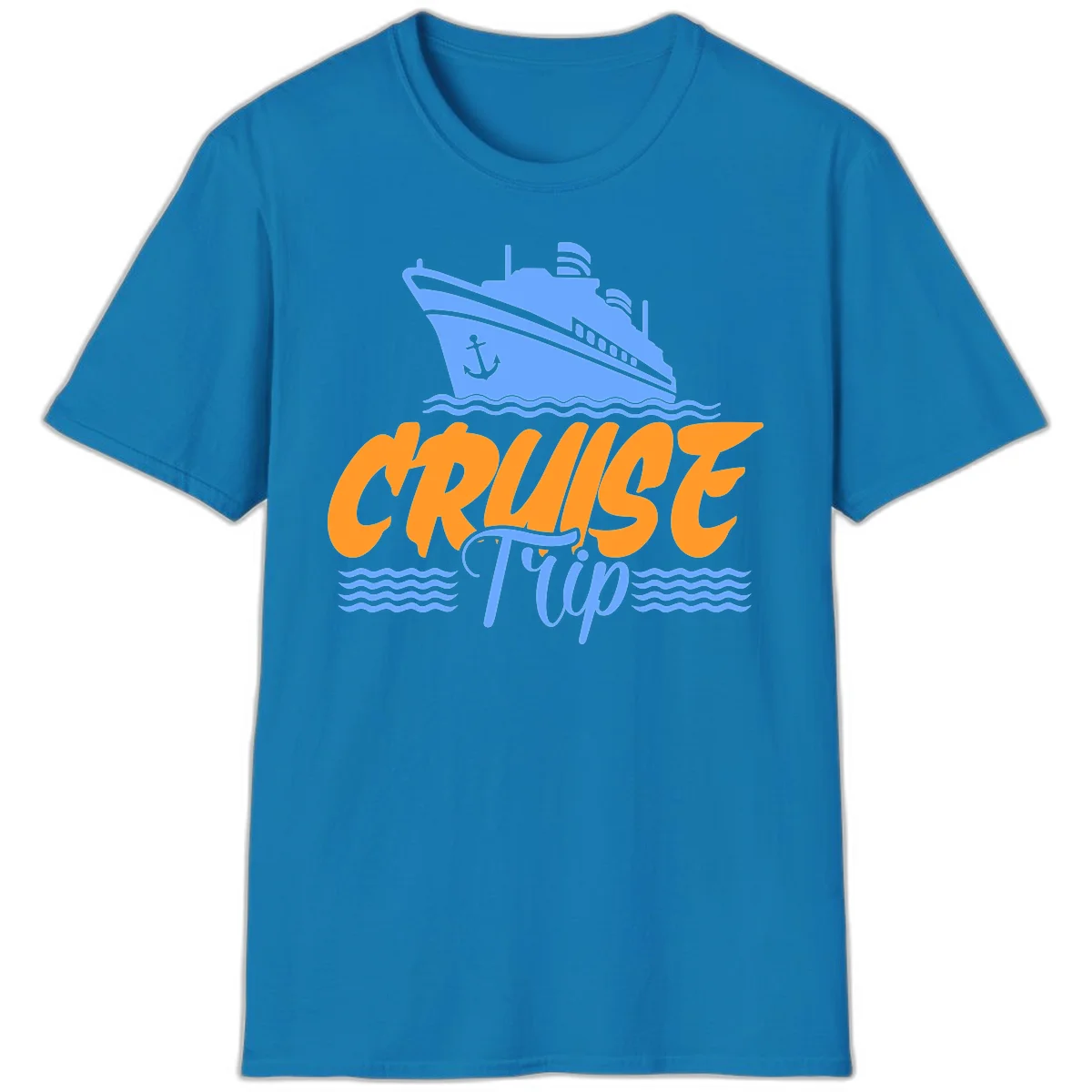 Cruise Trip Ship Anchor Waves T-Shirt in Sapphire