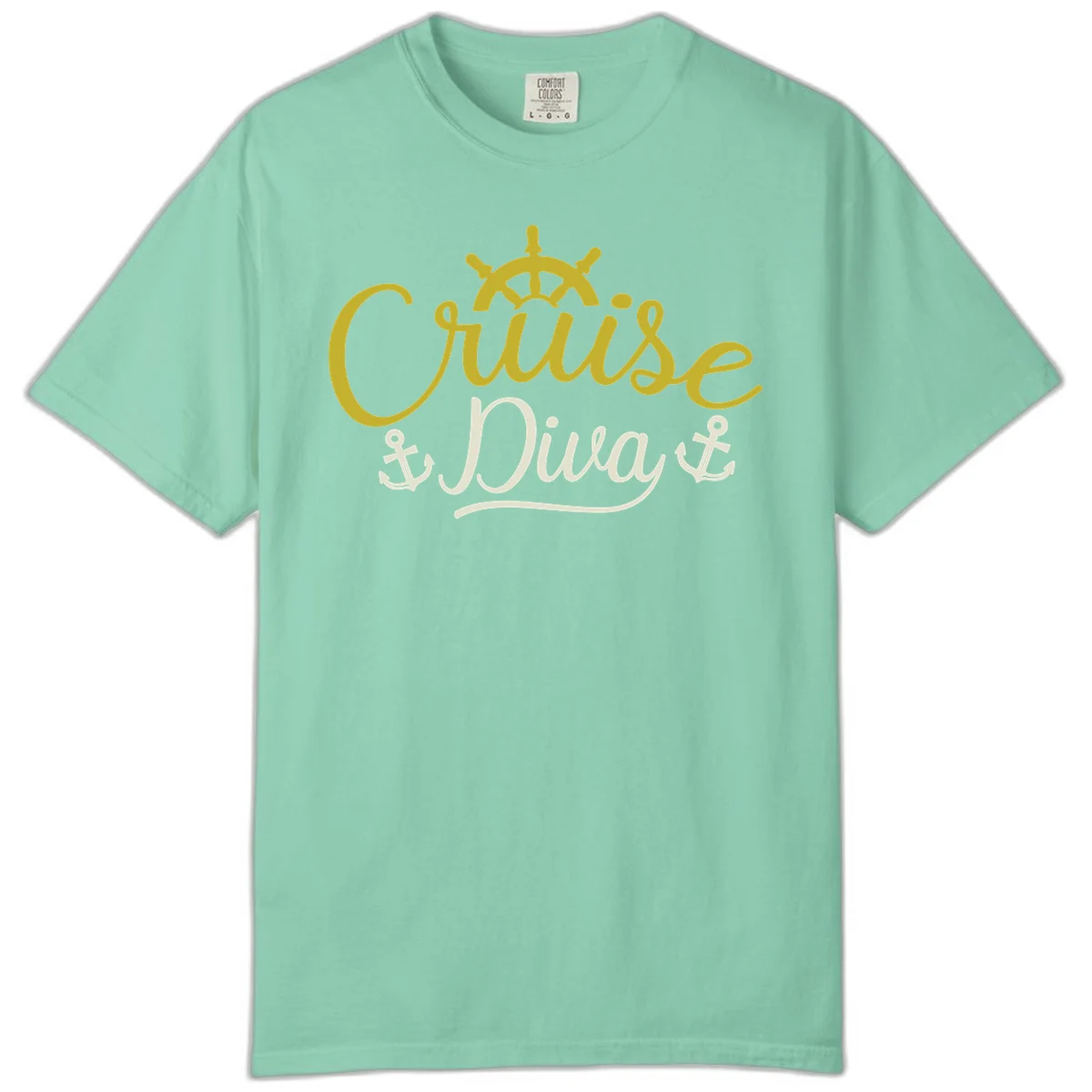 Cruise Diva Nautical Helm Comfort Colors T-Shirt in Island Reef