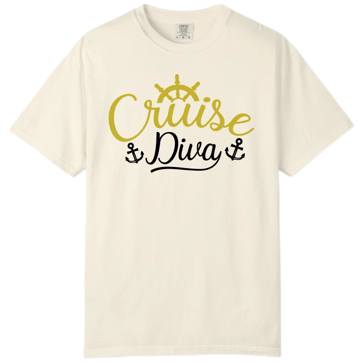 Cruise Diva Nautical Helm Comfort Colors T-Shirt in Ivory