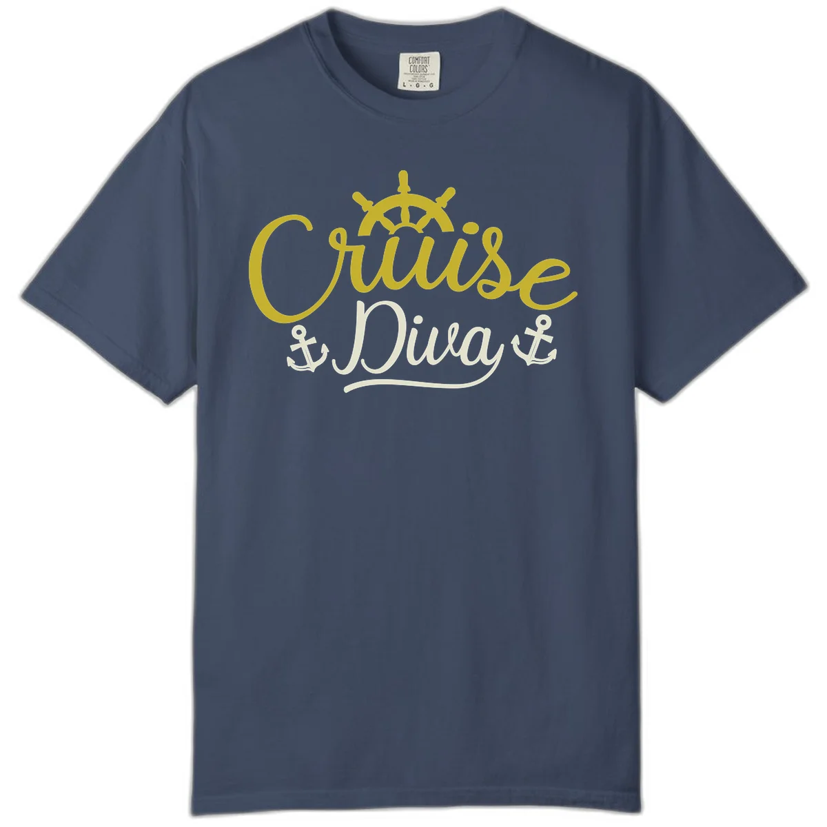Cruise Diva Nautical Helm Comfort Colors T-Shirt in Midnight