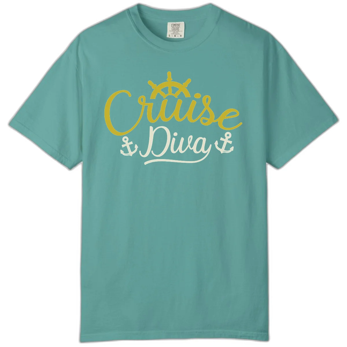 Cruise Diva Nautical Helm Comfort Colors T-Shirt in Seafoam
