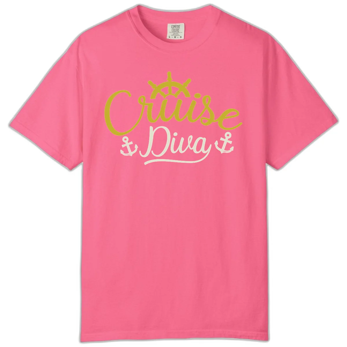 Cruise Diva Nautical Helm Comfort Colors T-Shirt in Crunchberry