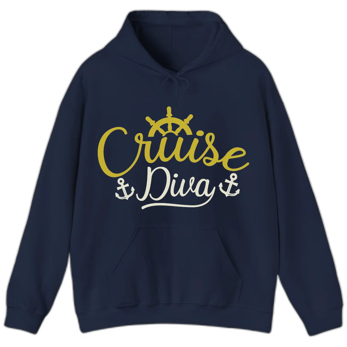 Cruise Diva Nautical Helm Hooded Sweatshirt in Navy
