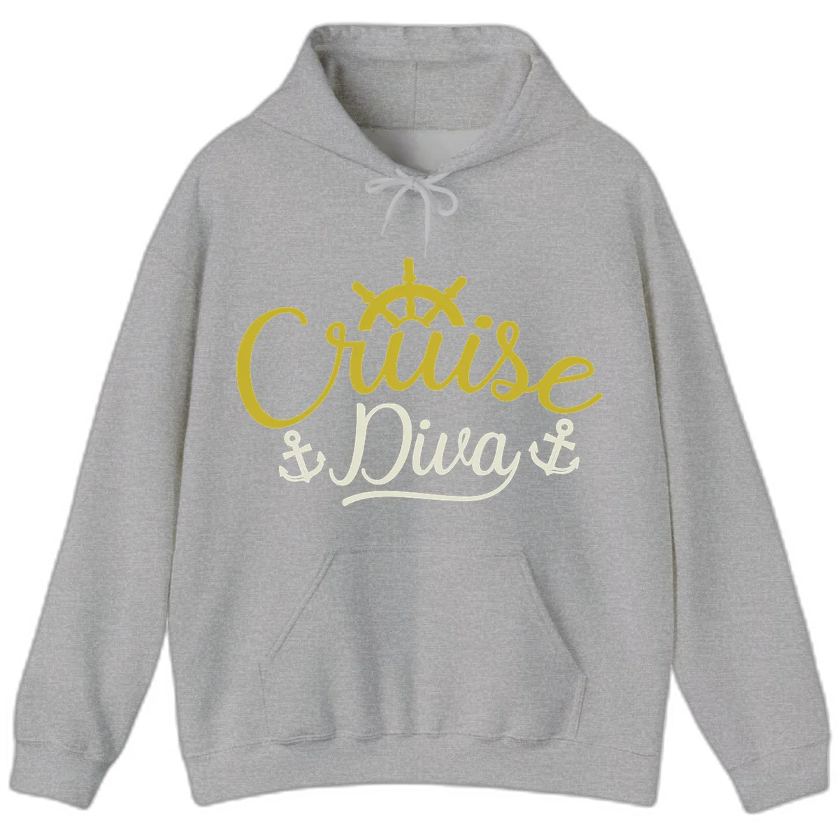 Cruise Diva Nautical Helm Hooded Sweatshirt in Sport Grey