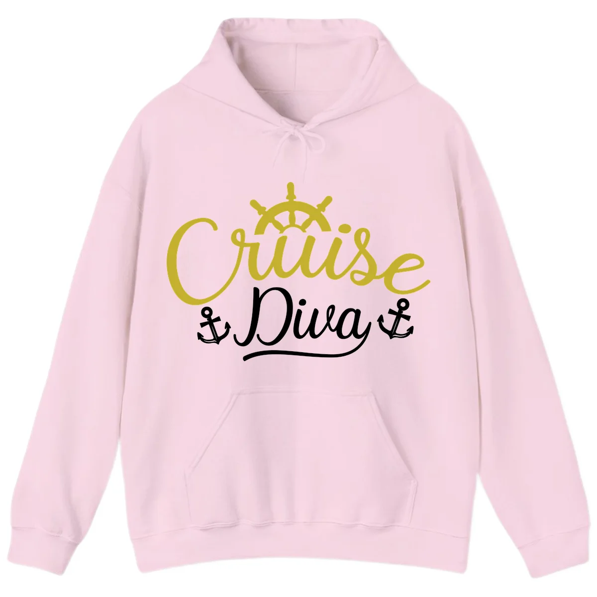 Cruise Diva Nautical Helm Hooded Sweatshirt in Light Pink