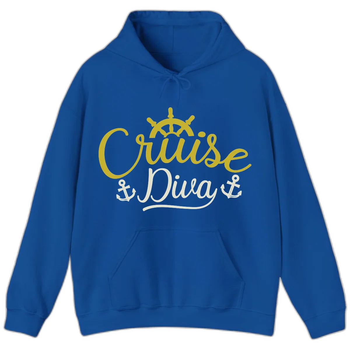 Cruise Diva Nautical Helm Hooded Sweatshirt in Royal