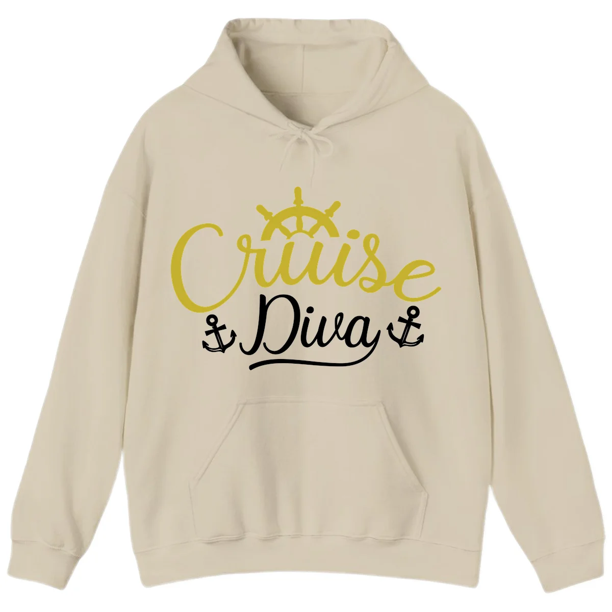 Cruise Diva Nautical Helm Hooded Sweatshirt in Sand
