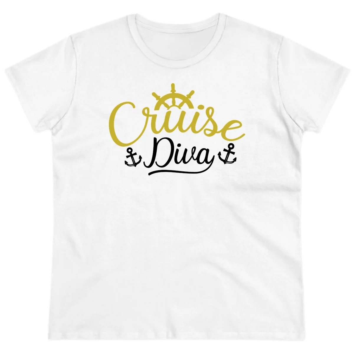 Cruise Diva Nautical Helm Ladies Fit T-Shirt in White