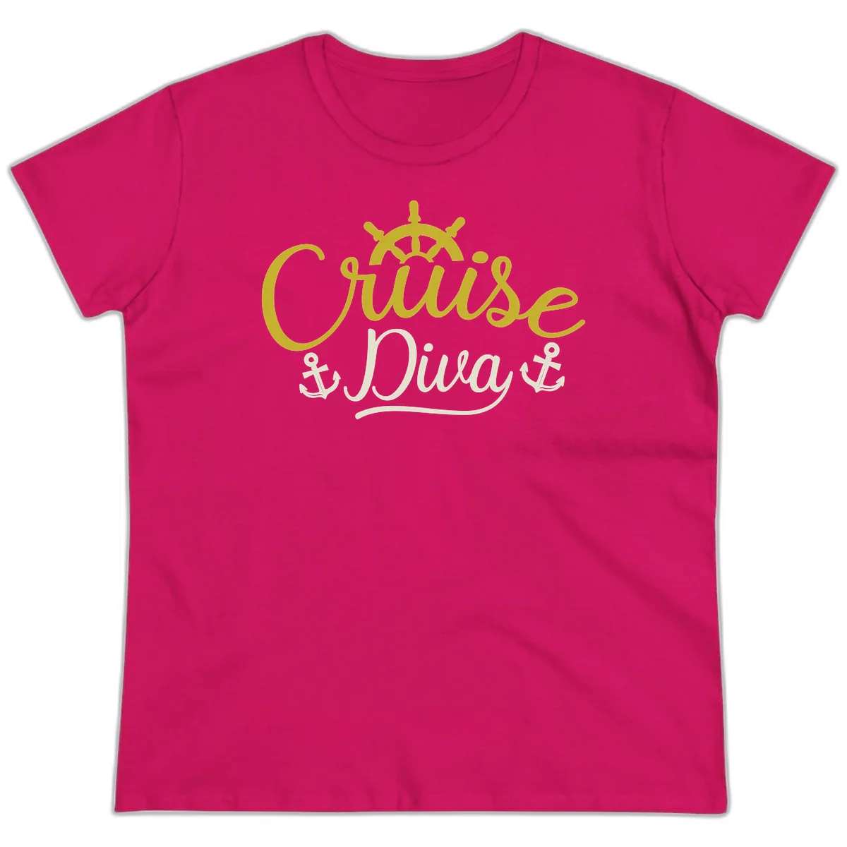 Cruise Diva Nautical Helm Ladies Fit T-Shirt in Heliconia