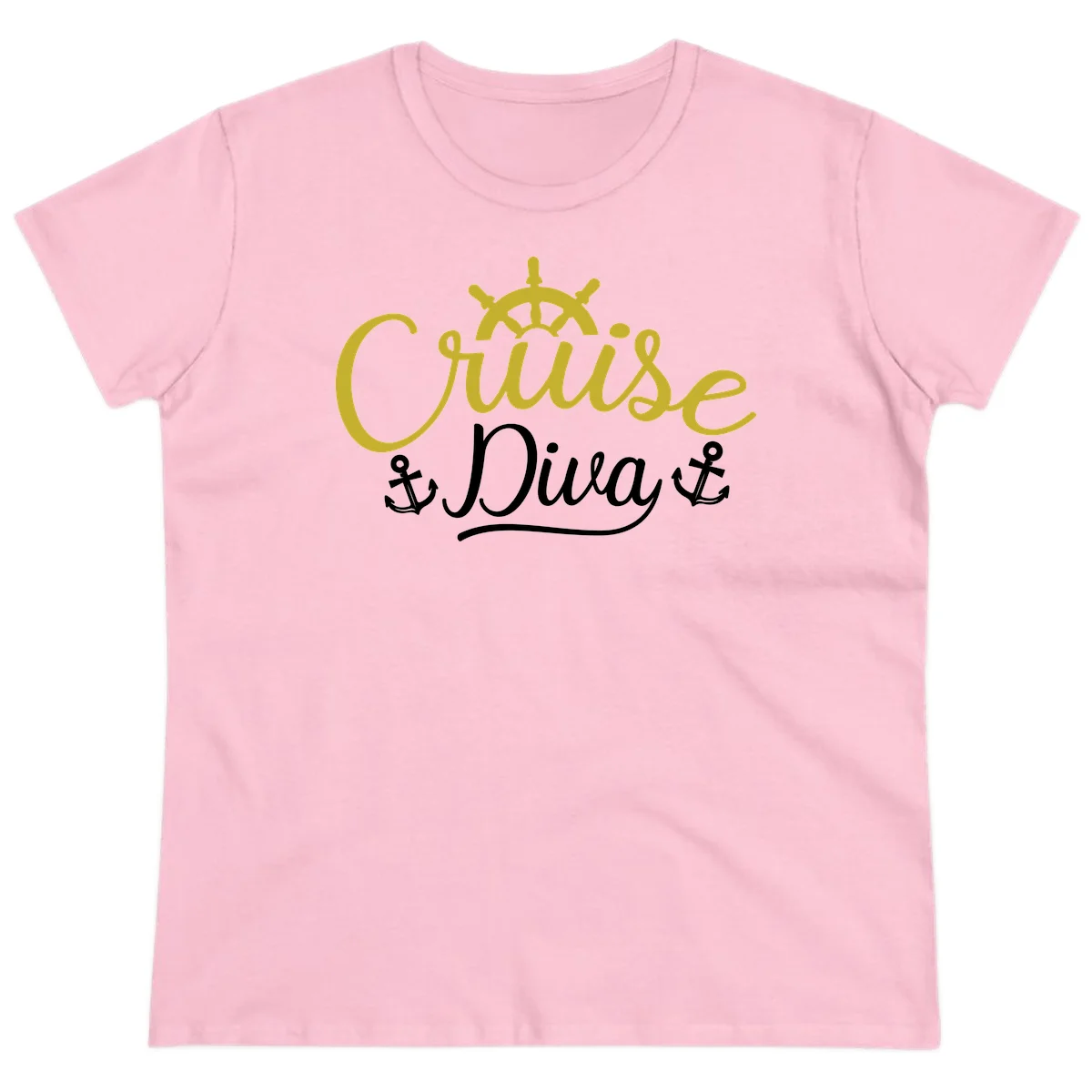 Cruise Diva Nautical Helm Ladies Fit T-Shirt in Light Pink