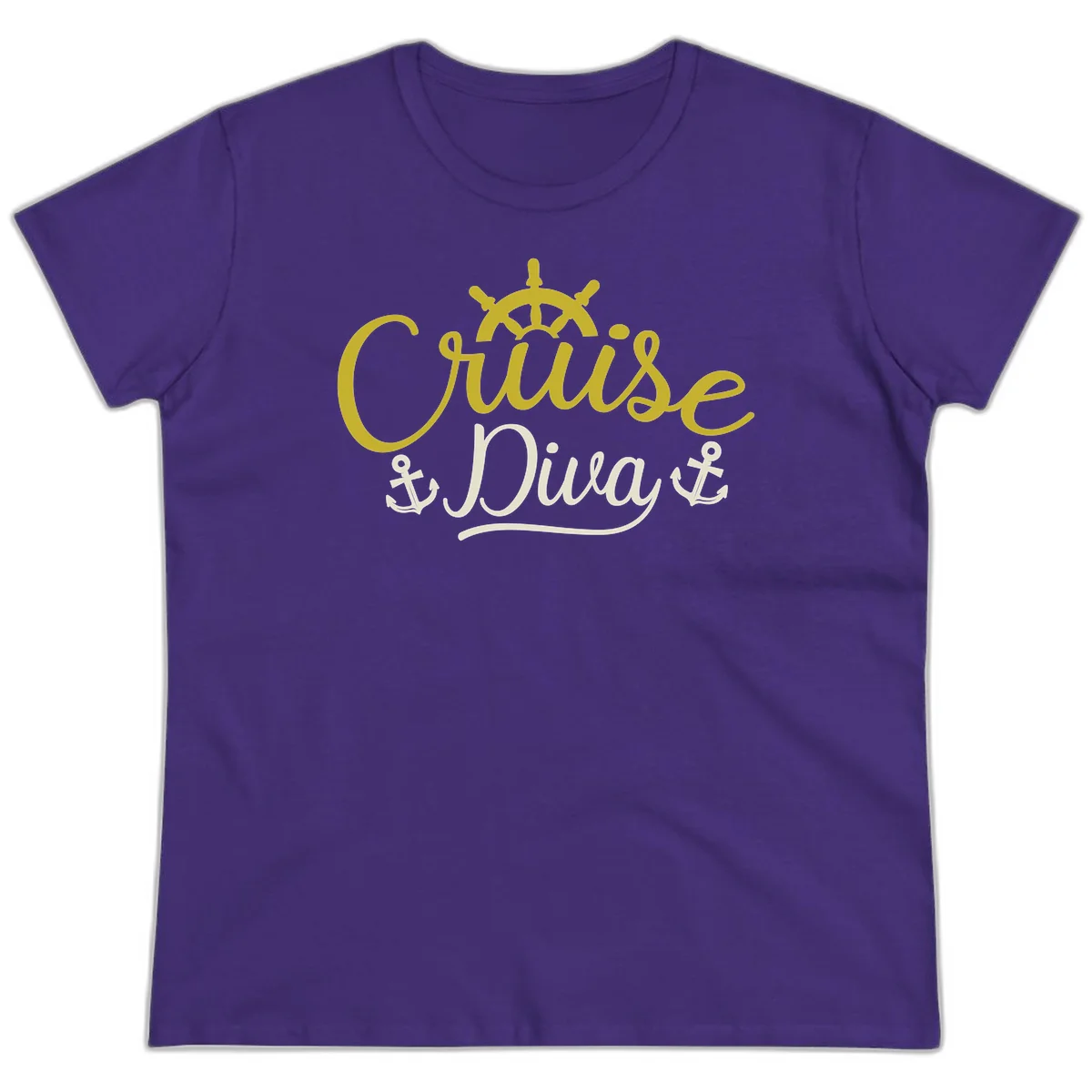 Cruise Diva Nautical Helm Ladies Fit T-Shirt in Purple