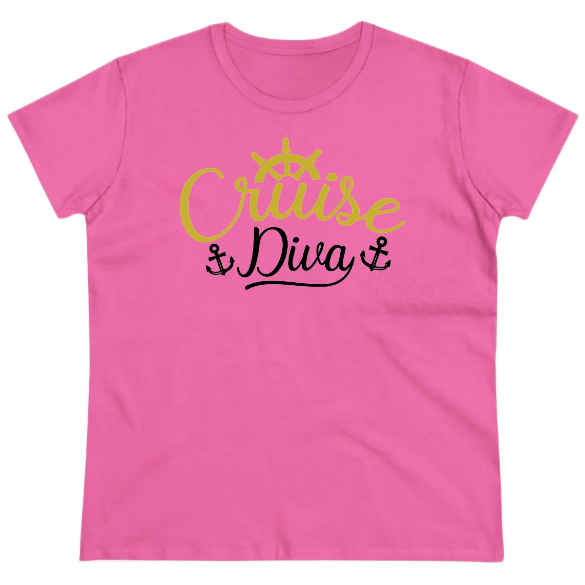 Cruise Diva Nautical Helm Ladies Fit T-Shirt in Azalea