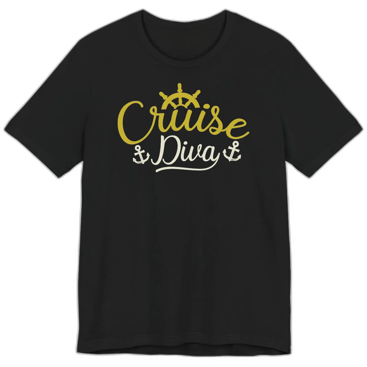 Cruise Diva Nautical Helm Premium T-Shirt for Women in Black