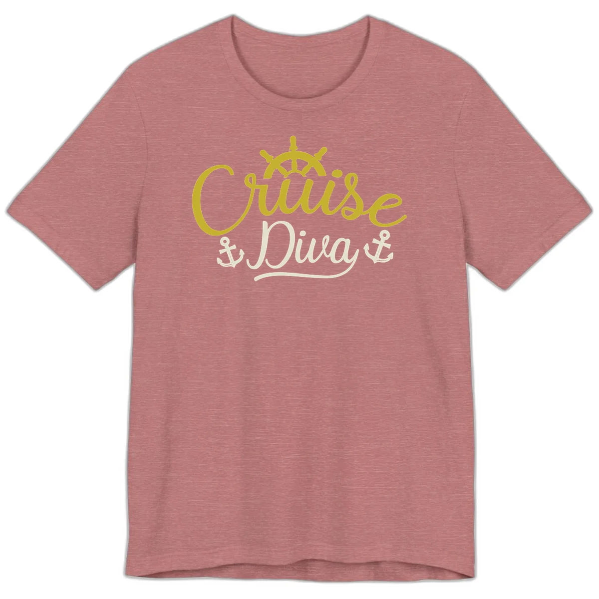 Cruise Diva Nautical Helm Premium T-Shirt for Women in Heather Mauve