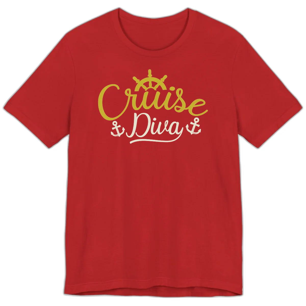 Cruise Diva Nautical Helm Premium T-Shirt for Women in Red