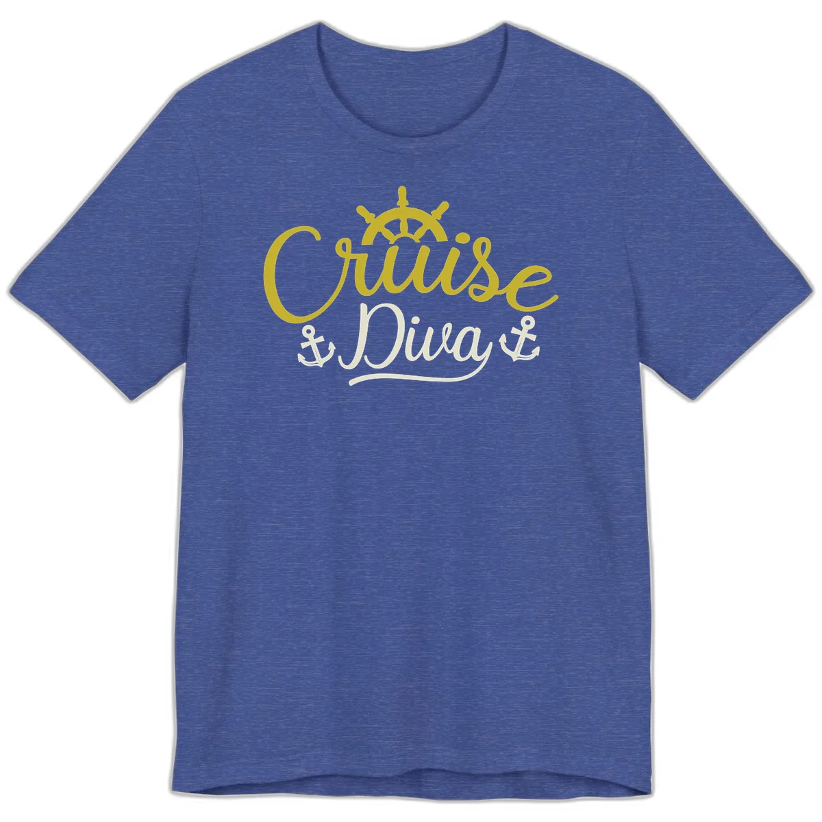 Cruise Diva Nautical Helm Premium T-Shirt for Women in Heather True Royal