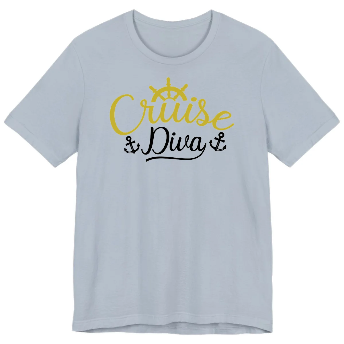 Cruise Diva Nautical Helm Premium T-Shirt for Women in Light Blue