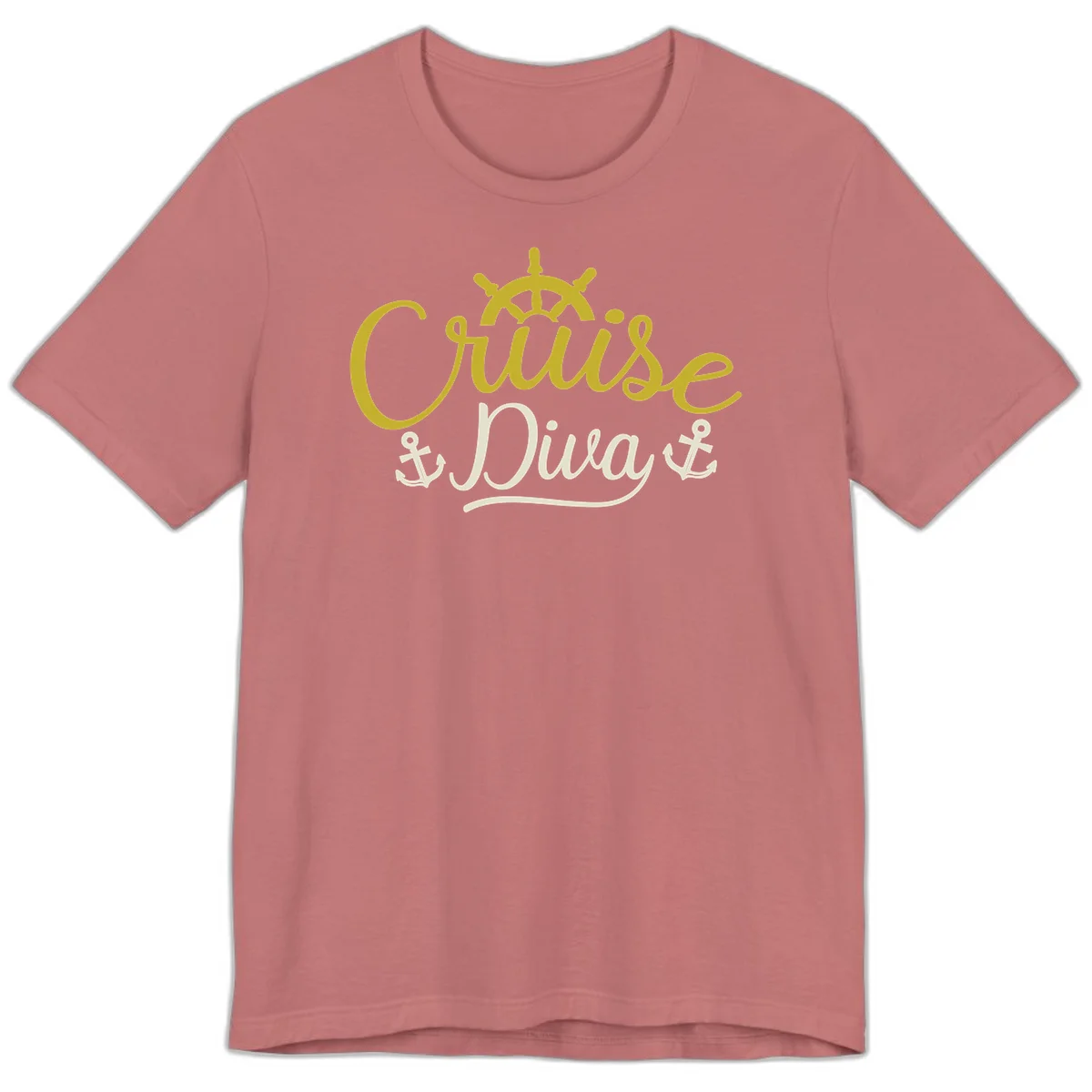 Cruise Diva Nautical Helm Premium T-Shirt for Women in Mauve