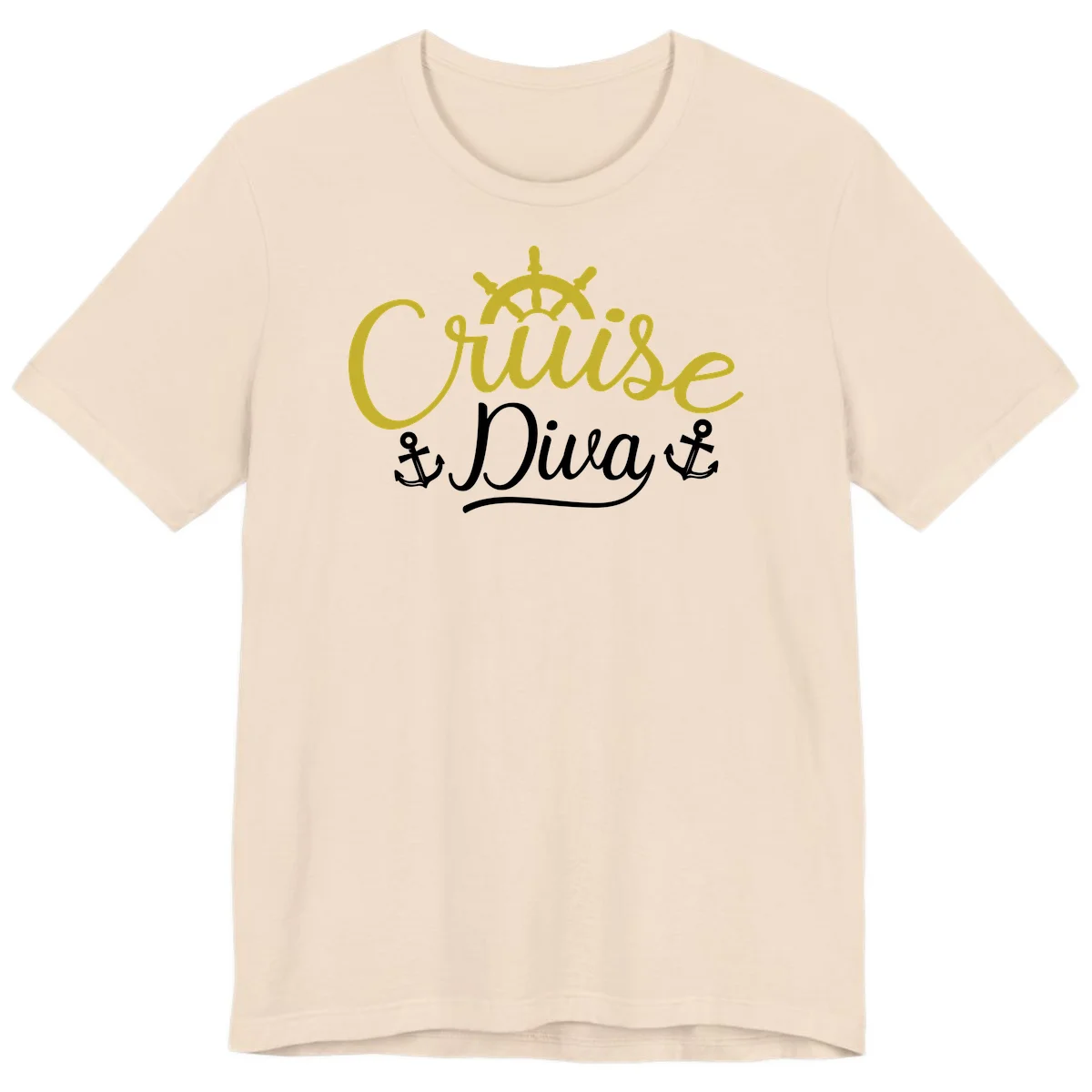 Cruise Diva Nautical Helm Premium T-Shirt for Women in Soft Cream