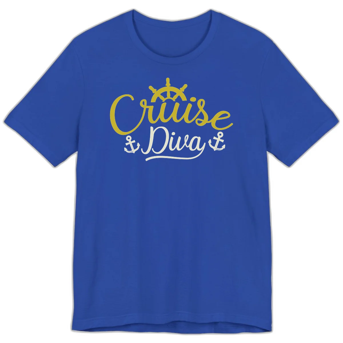 Cruise Diva Nautical Helm Premium T-Shirt for Women in True Royal