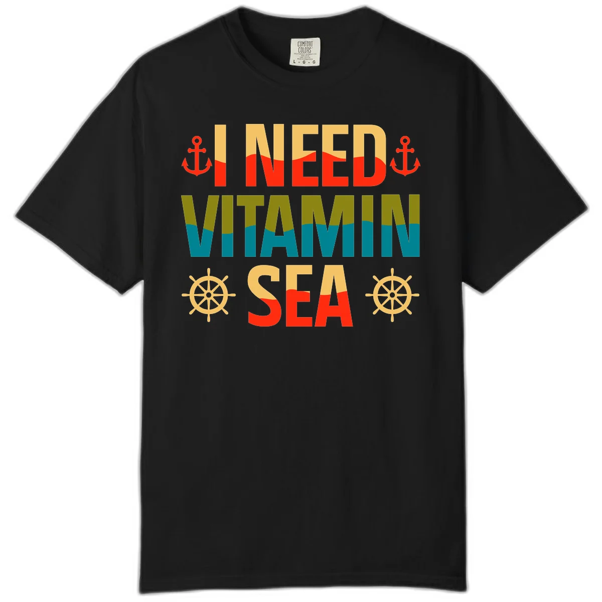 I Need Vitamin Sea Comfort Color T-Shirt in Black
