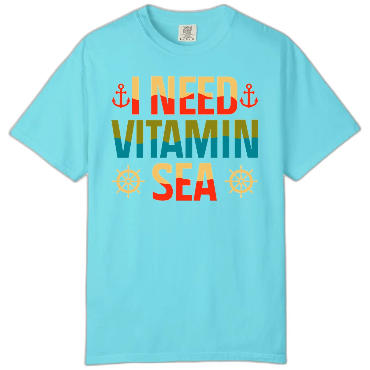I Need Vitamin Sea Comfort Color T-Shirt in Lagoon Blue