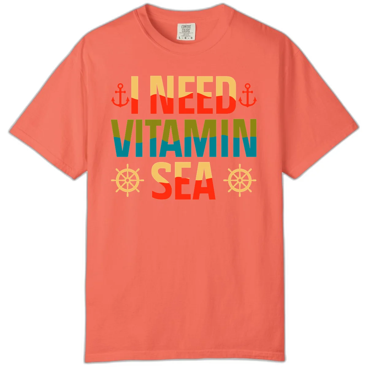 I Need Vitamin Sea Comfort Color T-Shirt in Bright Salmon
